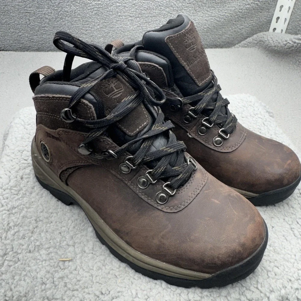 Timberland Flume Mid Hiking Boots Womens 6.5W Brown Waterproof Leather 18629